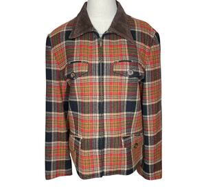 Breeches Vintage Women’s Large Plaid Jacket Lined Zip Front Pockets Wool Blend